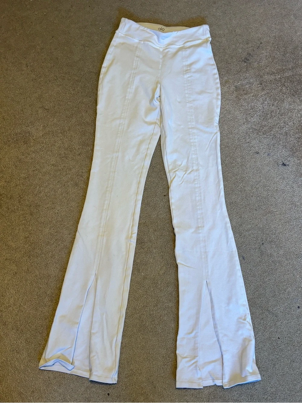 ALO Yoga White Flared Seam-Detail Pants